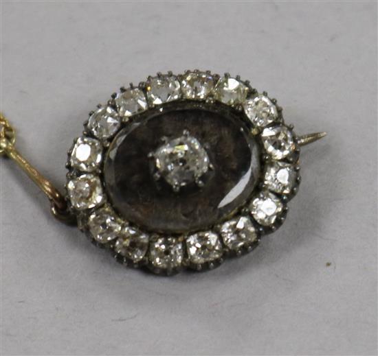 A William IV yellow metal and diamond set mourning brooch